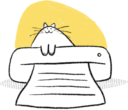 Illustration of cat with printer